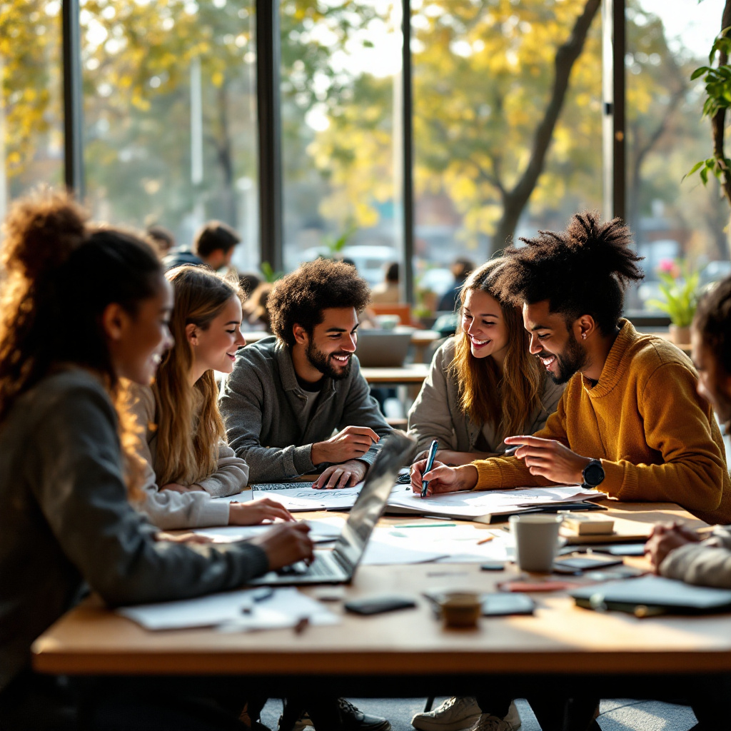 Students collaborating on a project